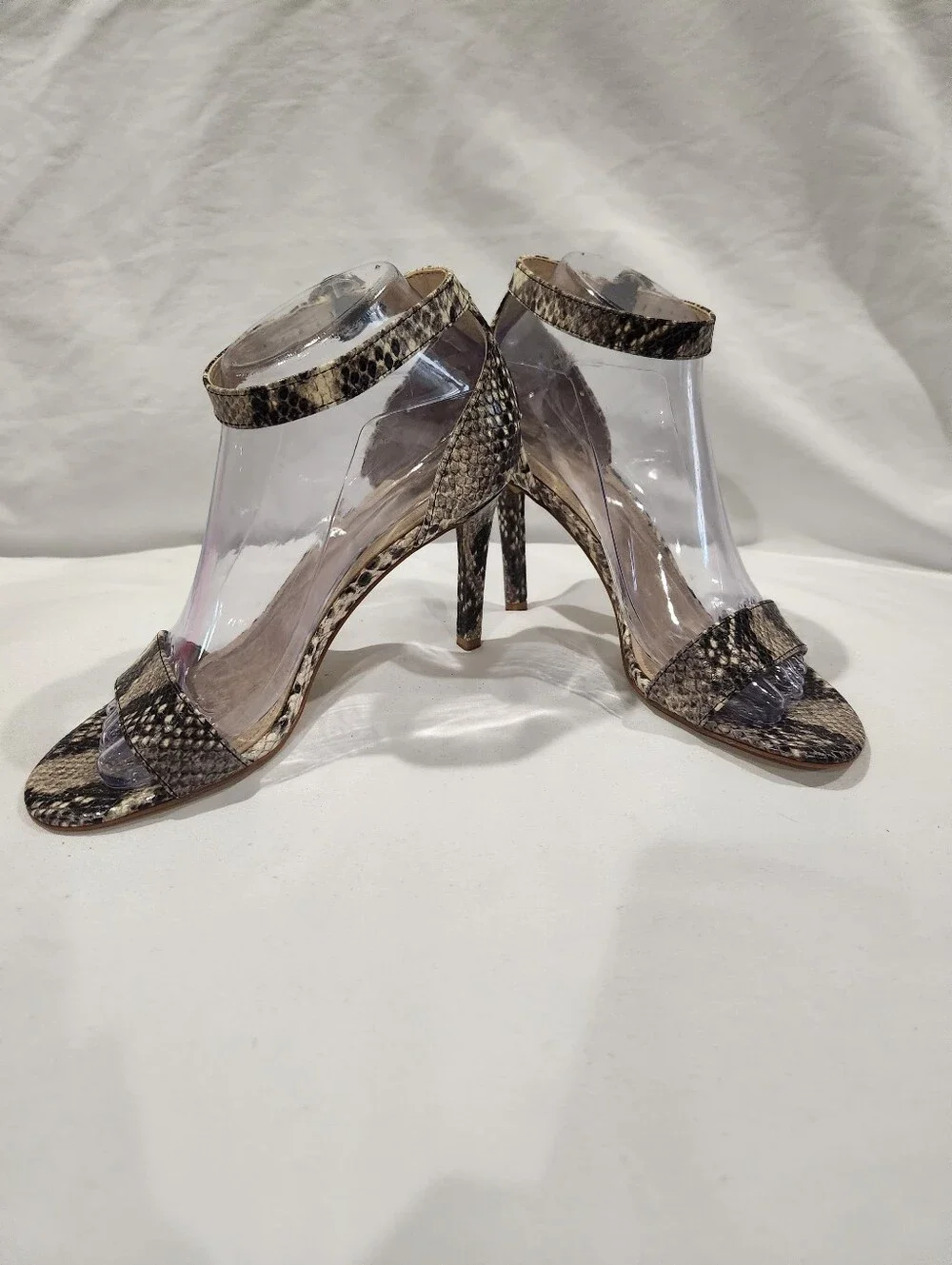 Marc Fisher Kora Strappy Snake-Print Ankle Strap Heels Size 7